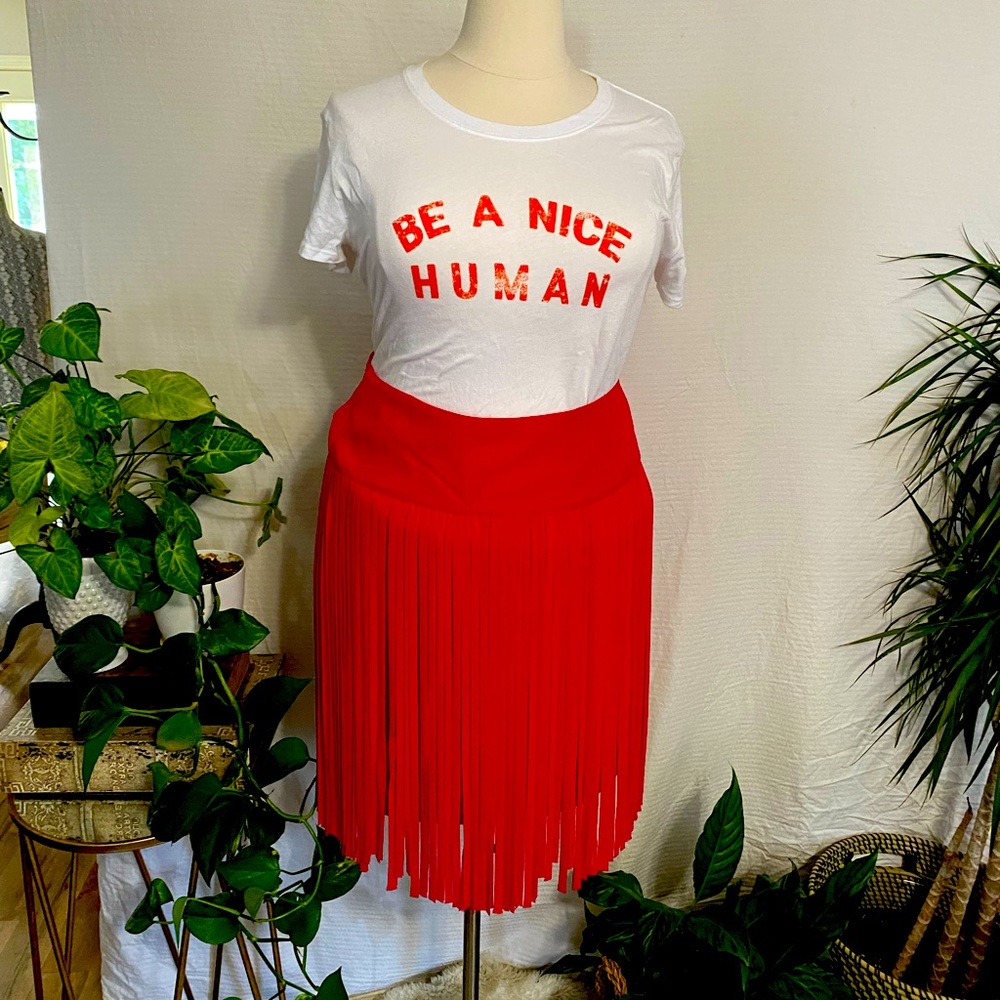 Fringy Skirt With Stretch Lining